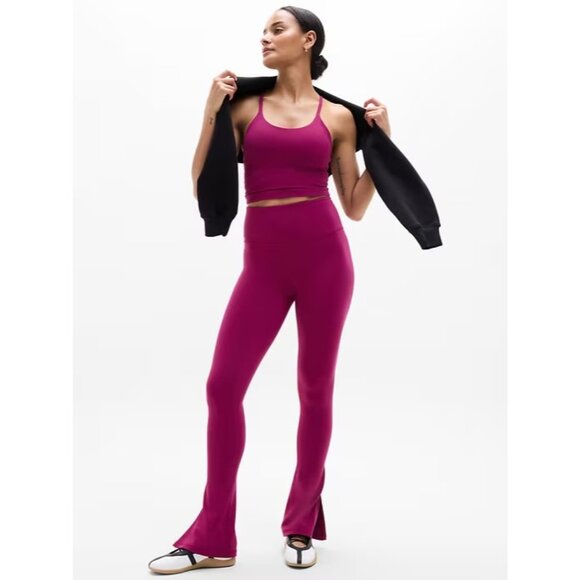 Athleta M Elation Ultra High Rise Split Slim Flare Pant Medium Wildberry - Picture 5 of 6